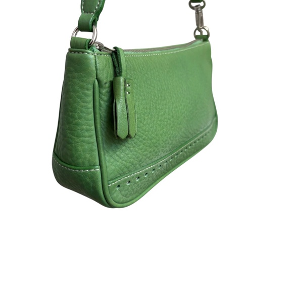 Coach Hampton mini Demi baguette vintage y2k RARE green pebbled leather - Picture 12 of 15